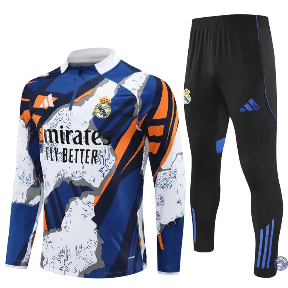 Survêtement d'entraînement demi-zip - Real Madrid 2025/2026 - Bleu/Blanc/Orange/Noir