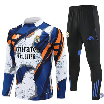 Survêtement d'entraînement demi-zip - Real Madrid 2025/2026 - Bleu/Blanc/Orange/Noir