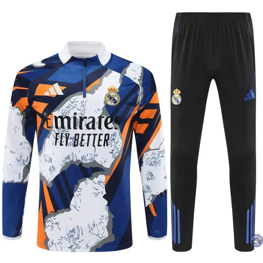Survêtement d'entraînement demi-zip - Real Madrid 2025/2026 - Bleu/Blanc/Orange/Noir