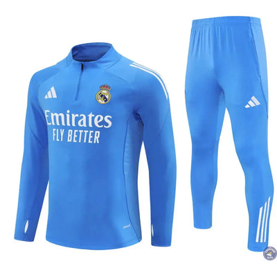 Survêtement d'entraînement demi-zip - Real Madrid 2025/2026 - Bleu Ciel/Blanc