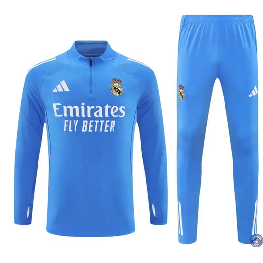 Survêtement d'entraînement demi-zip - Real Madrid 2025/2026 - Bleu Ciel/Blanc