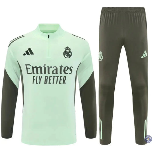 Survêtement d'entraînement demi-zip - Real Madrid 2025/2026 - Bleu Turquoise/Kaki