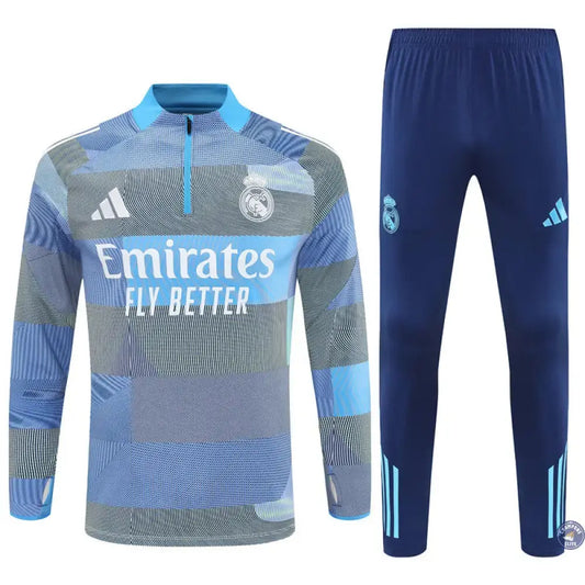 Survêtement d'entraînement demi-zip - Real Madrid 2025/2026 - Gris/Bleu/Bleu Marine