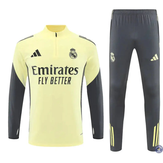Survêtement d'entraînement demi-zip - Real Madrid 2025/2026 - Jaune Clair/Gris