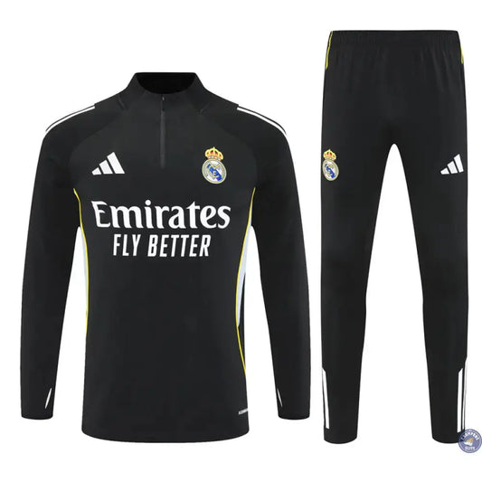Survêtement d'entraînement demi-zip - Real Madrid 2025/2026 - Noir/Gris/Jaune/Blanc