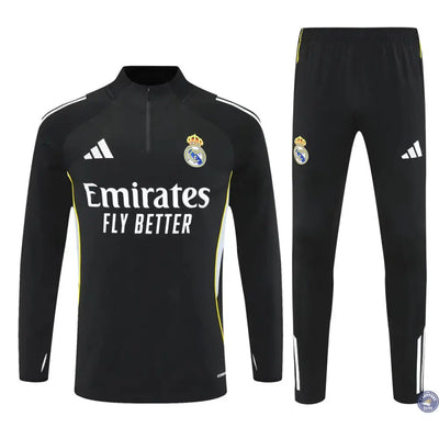 Survêtement d'entraînement demi-zip - Real Madrid 2025/2026 - Noir/Gris/Jaune/Blanc