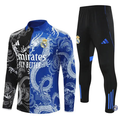 Survêtement d'entraînement demi-zip - Real Madrid 2025/2026 - Version Dragon Bleu/Noir