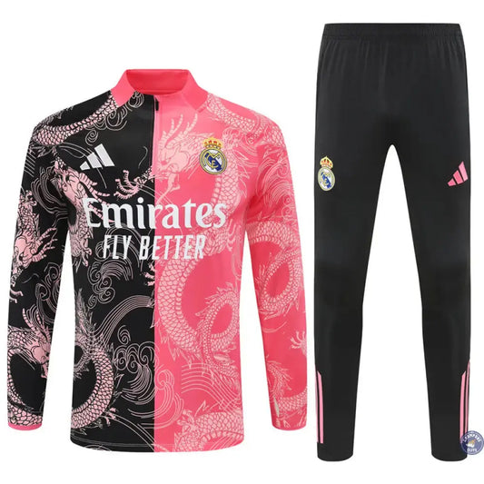 Survêtement d'entraînement demi-zip - Real Madrid 2025/2026 - Version Dragon Rose/Noir