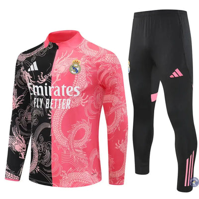 Survêtement d'entraînement demi-zip - Real Madrid 2025/2026 - Version Dragon Rose/Noir