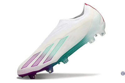X Crazyfast Elite Laceless FG Blanc/Violet/Vert
