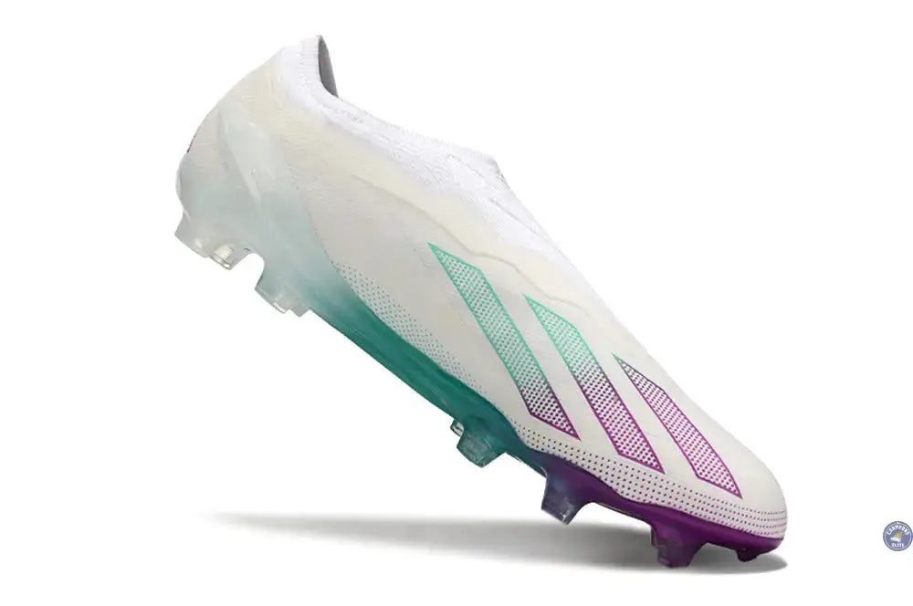 X Crazyfast Elite Laceless FG Blanc/Violet/Vert