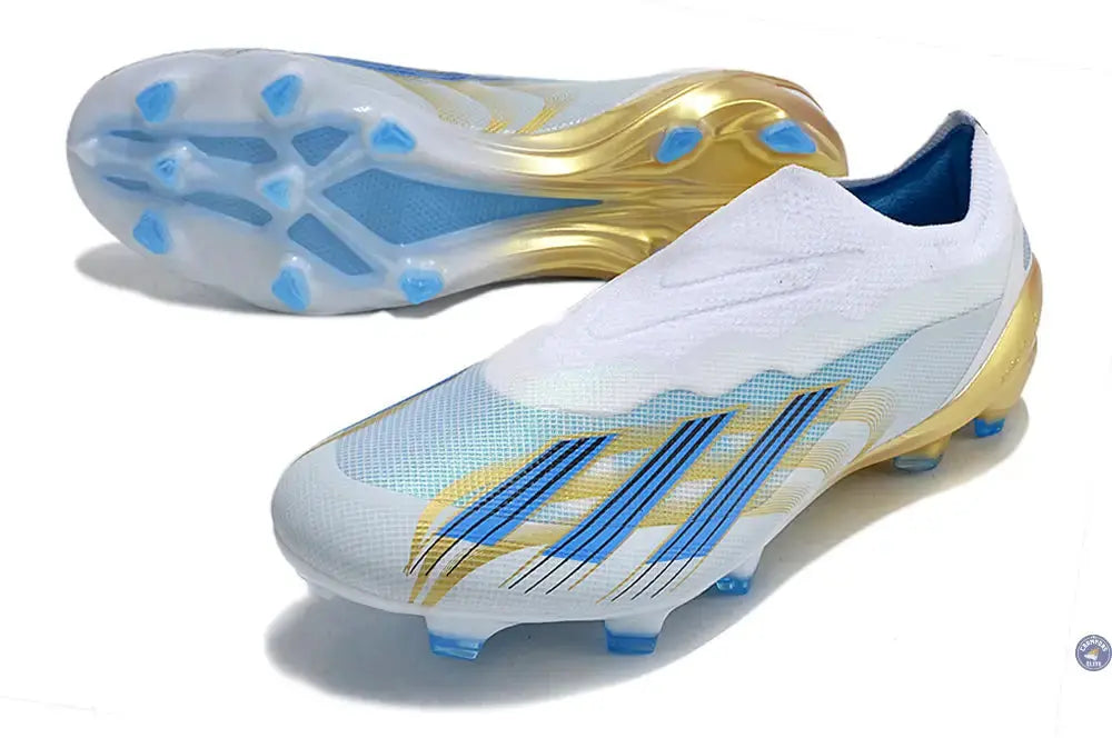 X Crazyfast Elite Laceless FG x Messi 'Las Estrellas' - Blanc/Bleu/Or