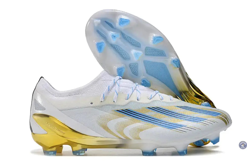 X Crazyfast Messi .1 FG Las Estrellas - Blanc/Bleu/Doré ÉDITION LIMITÉE